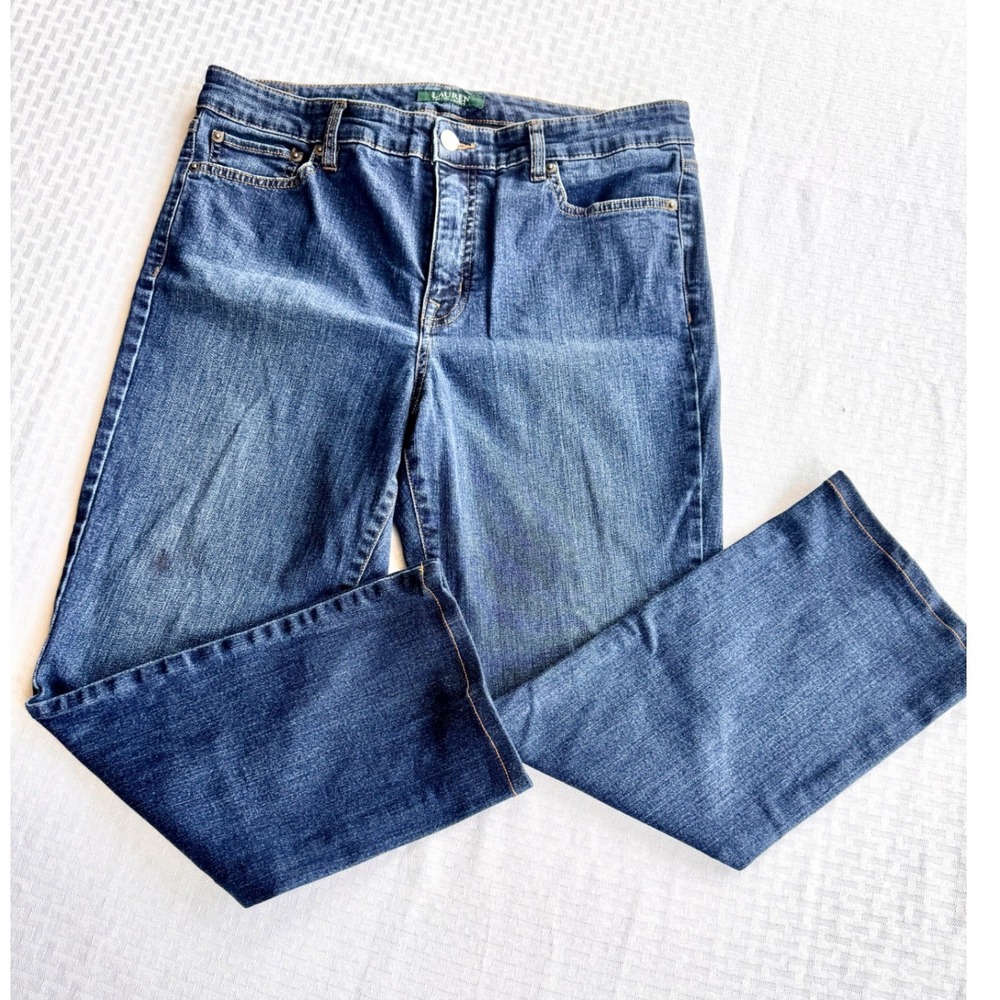 Lauren Ralph Lauren Premier Straight Jeans‎ Medium Wash Blue Denim Size 12